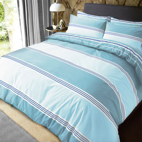 Banded Stripe Duvet Cover Set Teal