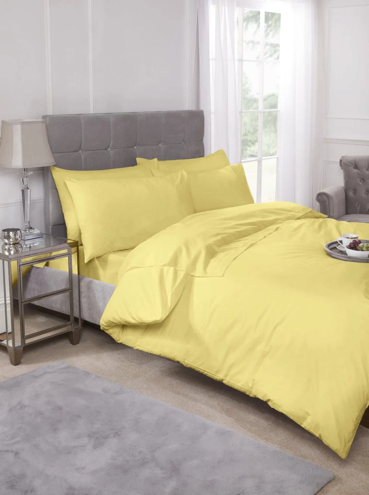 Percale Duvet Cover Set Lemon