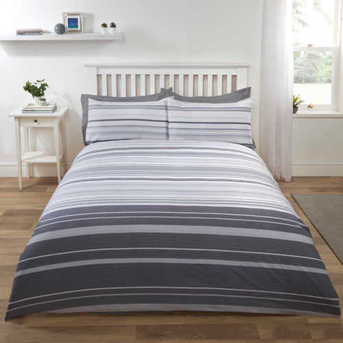 Stratford Stripe Grey Duvet Cover Set